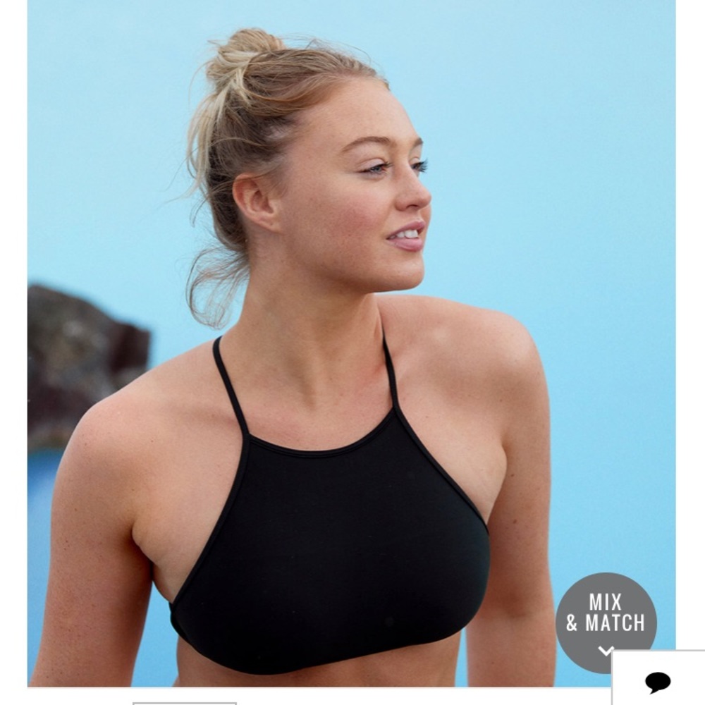 BRAND NEW Aerie High Neck Black Bikini Top Medium
